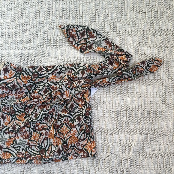 Zara Abstract Print Mini Skirt | Green, Orange, Beige | Size: M | Women - Picture 5 of 11